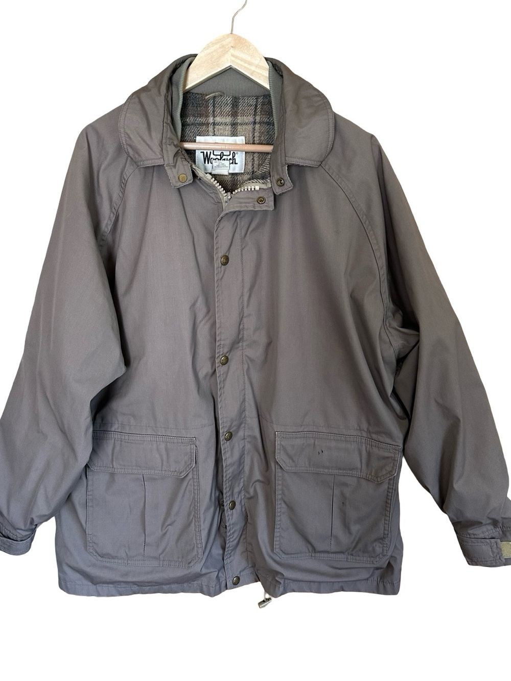 Vintage Woolrich Wool Blanket Lined Gray Barn Chore Jacket XL - Picture 5 of 14